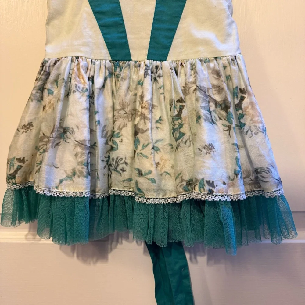 Well Dressed Wolf 2T Girls Silk Blend Floral Fairy Dress Teal Bloomers, Arm Caps